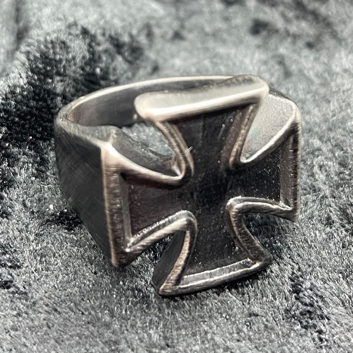 Badass Gun Metal Iron Cross Ring (#390gunmetal)