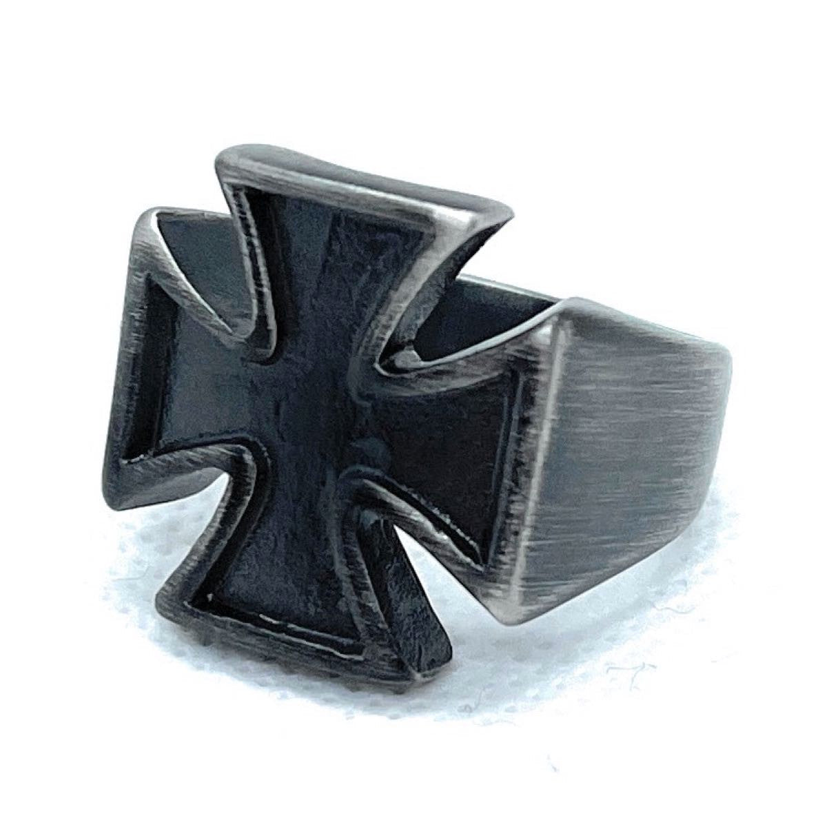 Badass Gun Metal Iron Cross Ring (#390gunmetal)